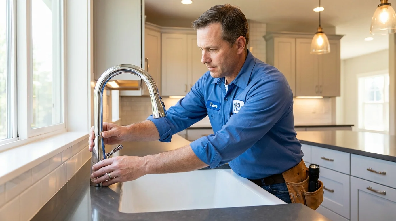 Kitchen faucet installation by Johns Plumbing LLC in Hull