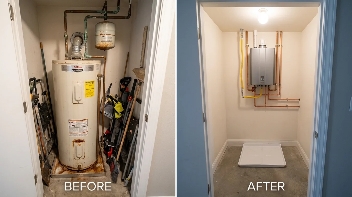 Tank water heater versus wall-mounted tankless unit comparison for Hull, MA homeowners